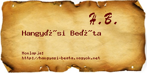 Hangyási Beáta névjegykártya